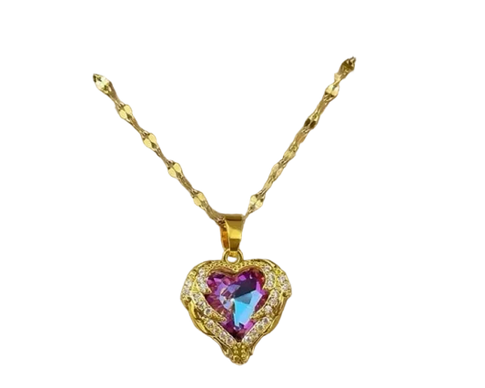 Colar Coração do Oceano com Cristal - Aço Inoxidável Antialérgico - Luxo Elegante Feminino