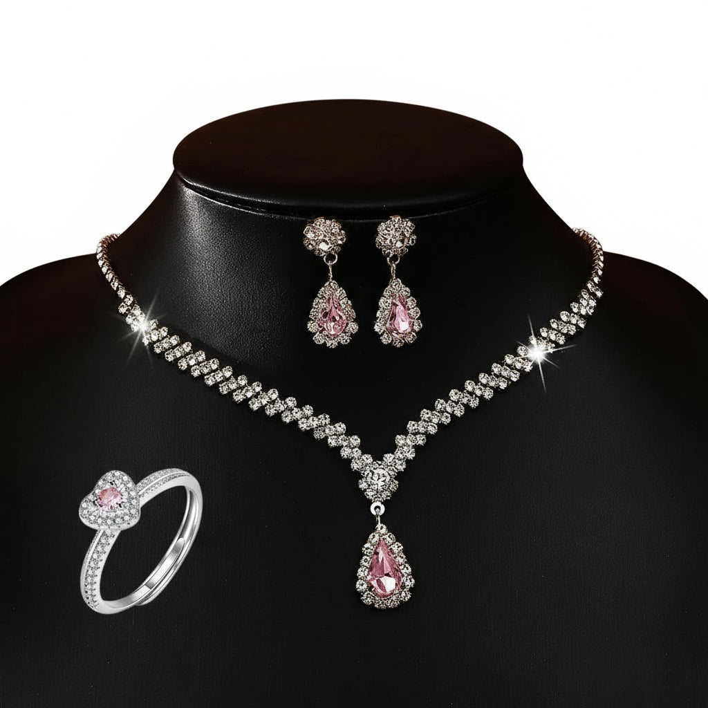 Conjunto Premium de Colar e Brincos com Cristais - Joias Luxuosas para Casamento e Festas