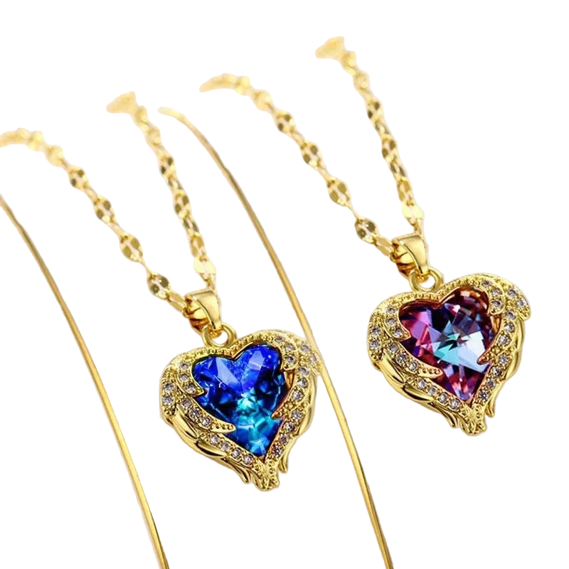 Colar Coração do Oceano com Cristal - Aço Inoxidável Antialérgico - Luxo Elegante Feminino