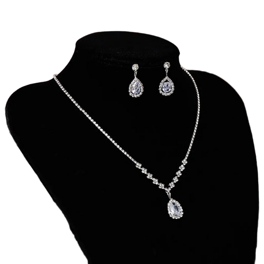 Conjunto 3 Peças Joias Femininas - Colar e Brincos para Casamento - Kit Completo Elegante