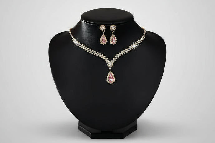 Conjunto Premium de Colar e Brincos com Cristais - Joias Luxuosas para Casamento e Festas