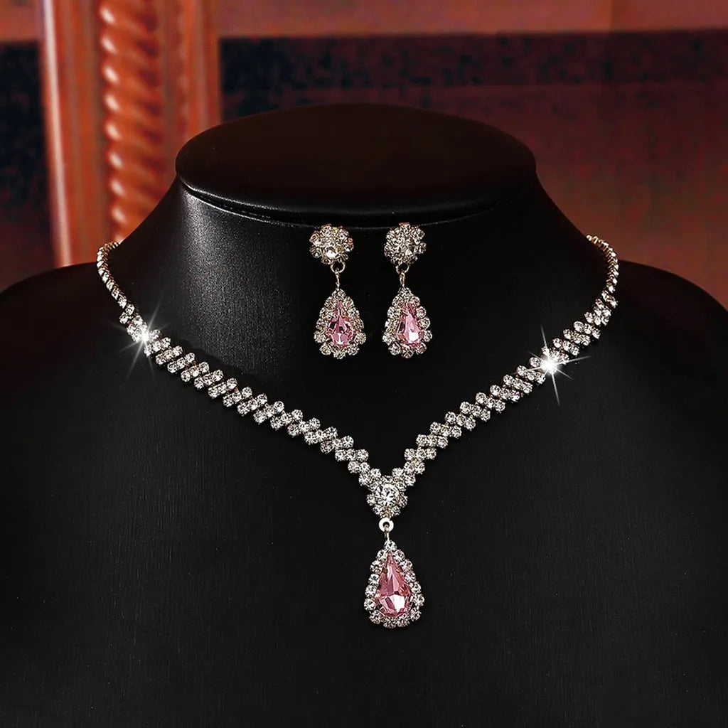Conjunto Premium de Colar e Brincos com Cristais - Joias Luxuosas para Casamento e Festas