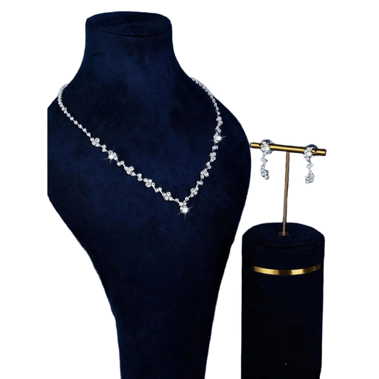 Conjunto 4 Peças Design Irregular - Colar, Brincos, Pulseira e Anel - Joias para Casamento  V