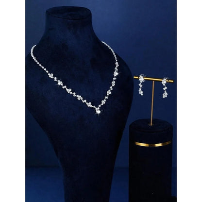 Conjunto 4 Peças Design Irregular - Colar, Brincos, Pulseira e Anel - Joias para Casamento  V