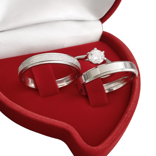 Par Alianças Compromisso Namoro Prata 4mm + Caixinha Anel