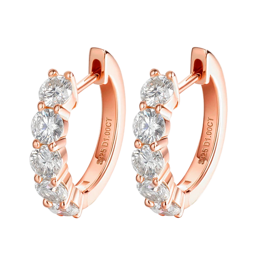 Brinco Argola Moissanite Certificado 0.2CT - Prata 925 Banho Ouro 18k - Joias para Noivas