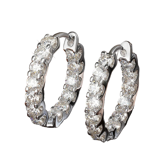 Brinco Argola Moissanite 2.6ct Cor D - Prata 925 Banhada Ouro Branco - Joias para Casamento e Festas